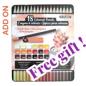 🎁 Free ADD-ON NWT Studio 18 colored pencils